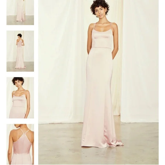 agave bridesmaid dresses Florence Waterfall Dress in Sage Green Satin main image 1